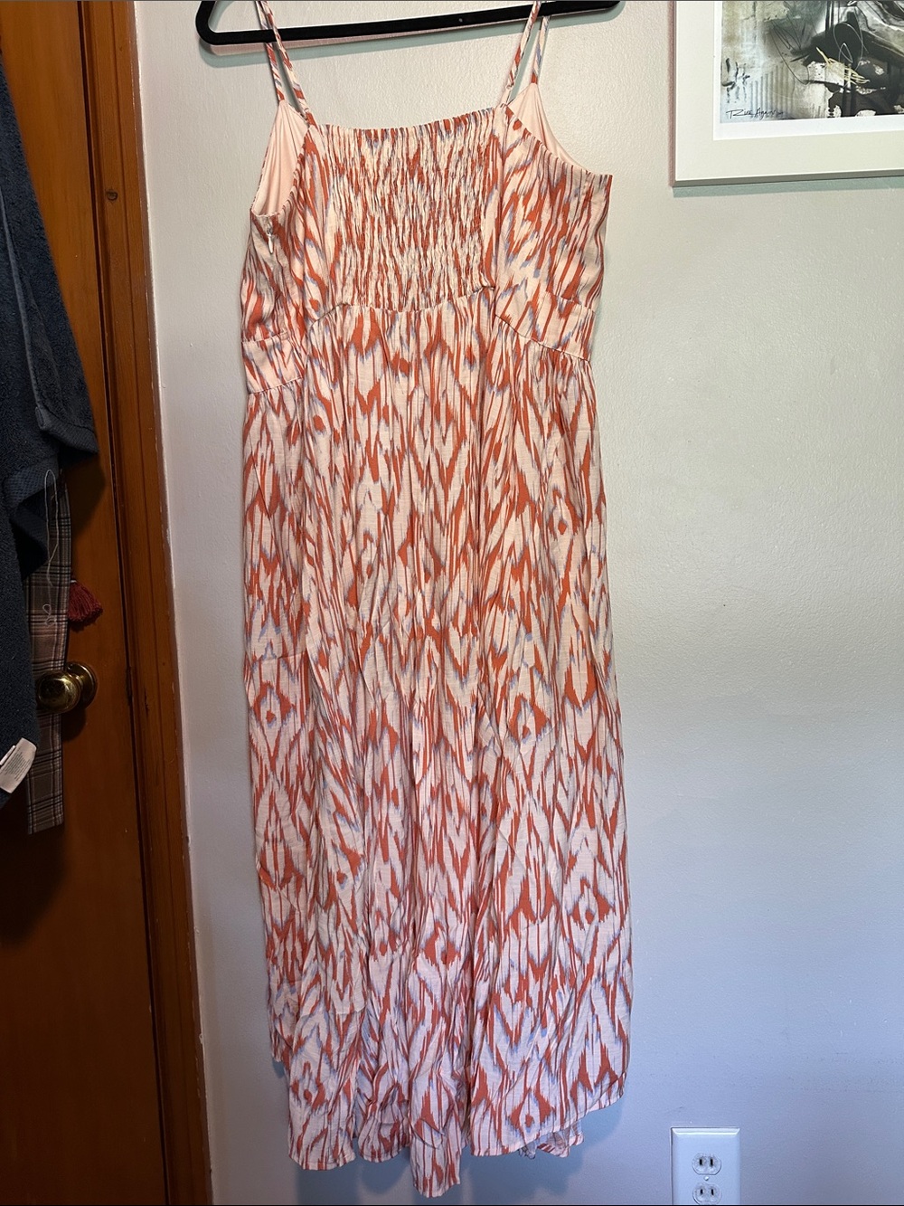 Nine West Orange & White Ikat-Print High-Low Spaghetti Strap Dress - Picture 4 of 5